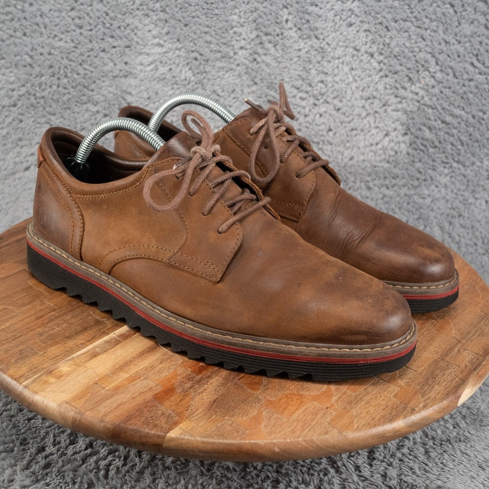 Johnston & Murphy Mens 9 M Plain Toe Shoes Brown Leather 25-6520